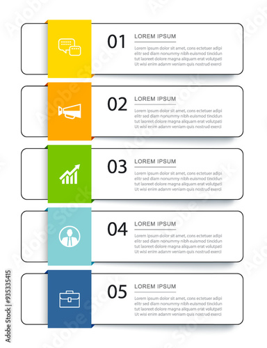 5 data infographics thin line index template. Illustration abstract background. Can be used for workflow layout, business step, banner, web design.