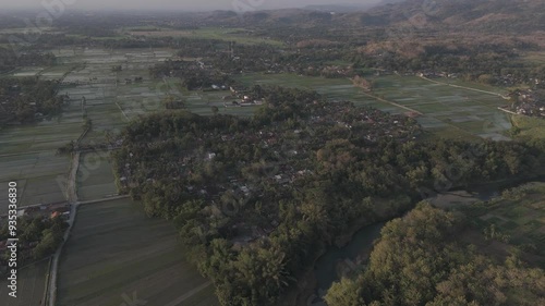 RAW FOOTAGE 4K VIDEO views of settlements and rice fields 