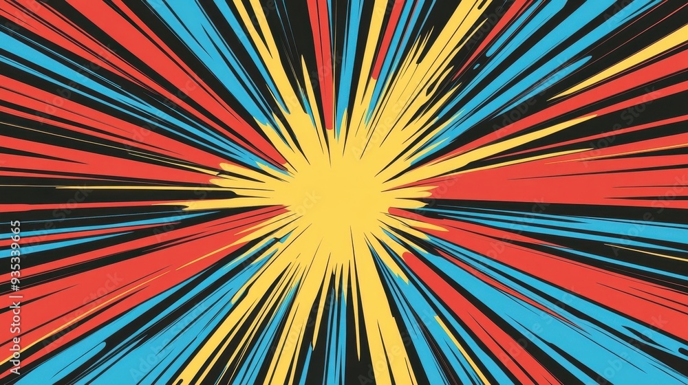 A vibrant explosion of colors with rays extending outward, creating a dynamic visual effect. A vibrant explosion of colors with rays extending outward, creating a dynamic visual effect.