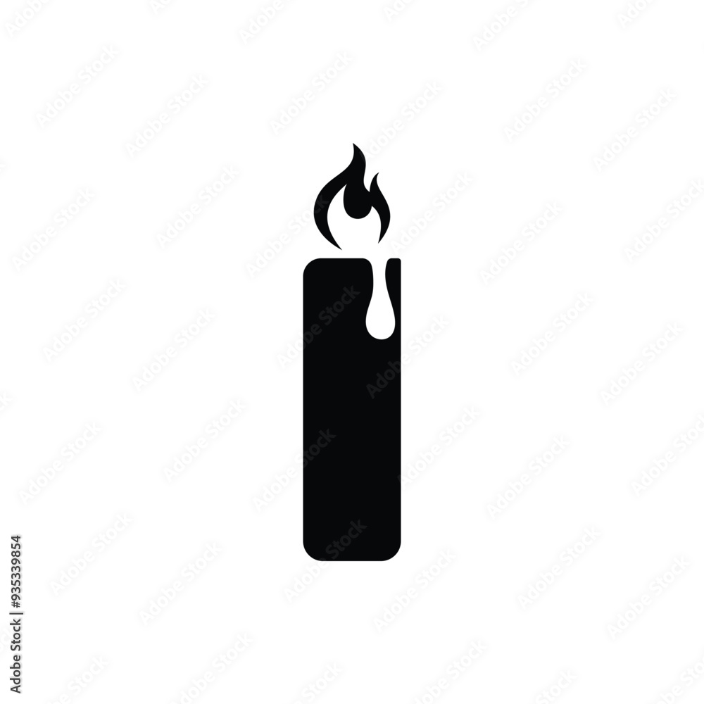 Candle black and white flat vector icon design. Candle symbol and clip art Candle black and white flat vector icon design. Candle symbol and clip art