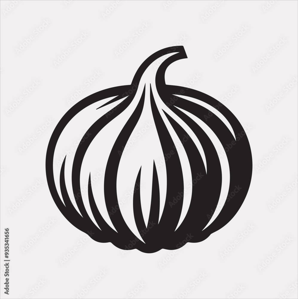 Garlic icon Vector silhouette illustration icon on a white background Garlic icon Vector silhouette illustration icon on a white background