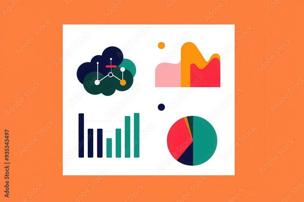 Digital dashboard showing algorithm-based data insights, flat design illustration Digital dashboard showing algorithm-based data insights, flat design illustration