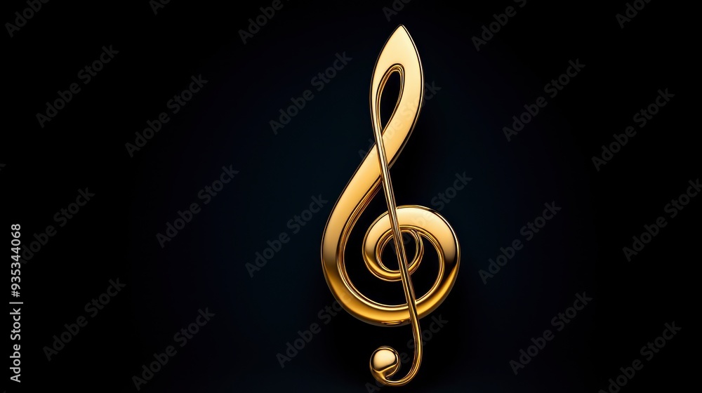 Golden Treble Clef, Glowing Bright Against A Dark Backdrop Golden Treble Clef, Glowing Bright Against A Dark Backdrop