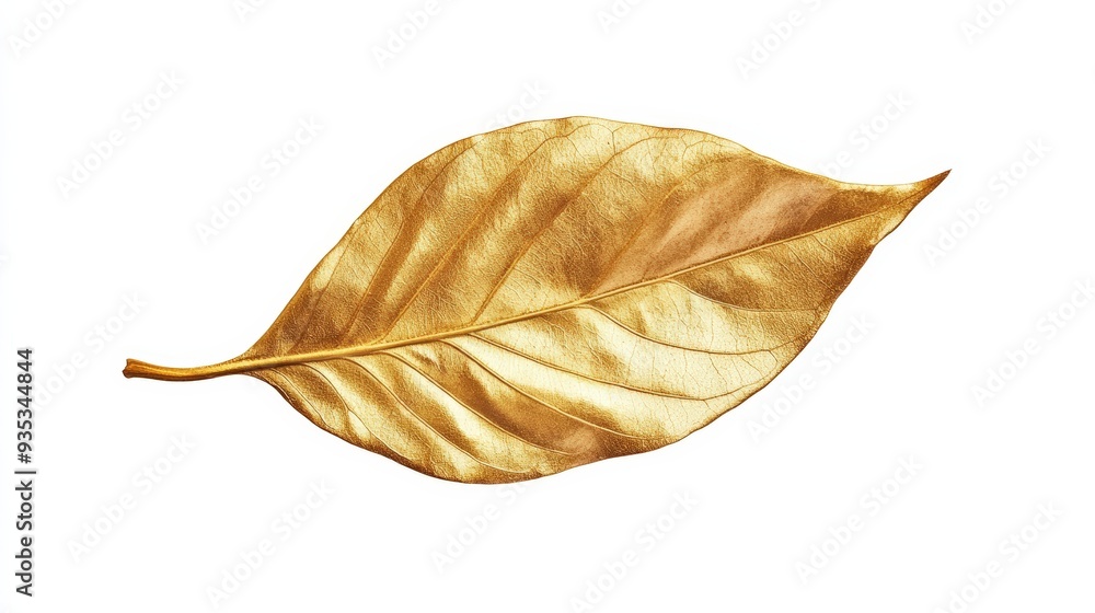 Gold Leaf , Isolated On White Background, Ideal For Nature-Themed Designs And Organic Graphics . Generative ai Gold Leaf , Isolated On White Background, Ideal For Nature-Themed Designs And Organic Graphics . Generative ai