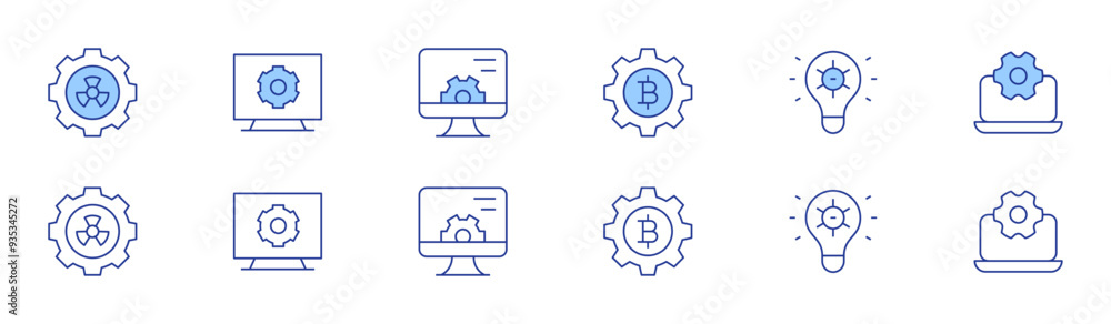 Setting icon set in two styles, Duotone and Thin Line style. Editable stroke. setting, settings, software Setting icon set in two styles, Duotone and Thin Line style. Editable stroke. setting, settings, software