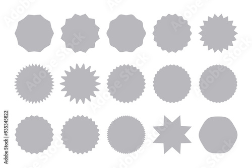Star shaped price tags. Vector illustration of blank promotional stickers for sales.