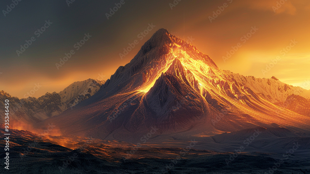 a plateau mountain glowing in the golden light of dawn a plateau mountain glowing in the golden light of dawn