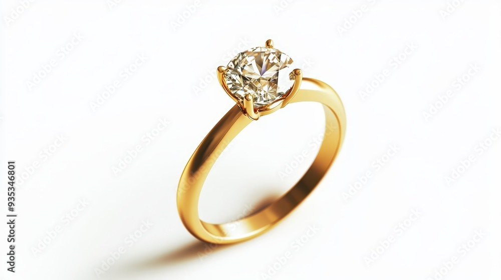 Gold Diamond Ring , Isolated On White Background, Ideal For Jewelry-Themed Designs And Engagement Promotions . Generative ai Gold Diamond Ring , Isolated On White Background, Ideal For Jewelry-Themed Designs And Engagement Promotions . Generative ai