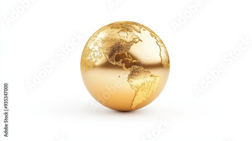 Gold Earth Globe , Isolated On White Background, Perfect For Global-Themed Designs And Environmental Graphics . Generative ai