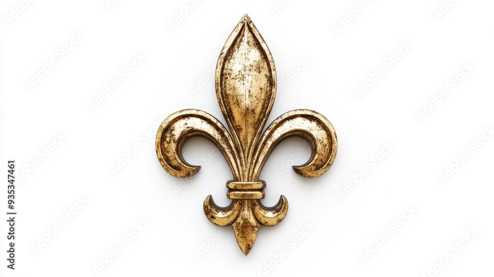 Gold Fleur-De-Lis Symbol, Isolated On White Background, Perfect For Heraldry-Themed Designs And Royalty Graphics . Generative ai Gold Fleur-De-Lis Symbol, Isolated On White Background, Perfect For Heraldry-Themed Designs And Royalty Graphics . Generative ai