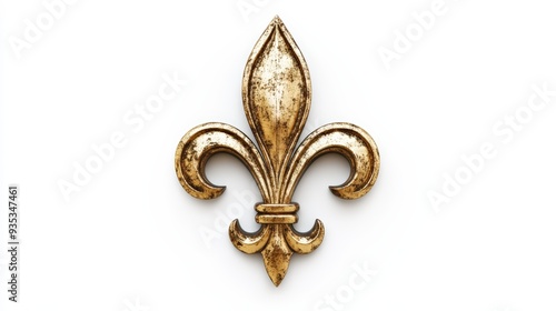 Gold Fleur-De-Lis Symbol, Isolated On White Background, Perfect For Heraldry-Themed Designs And Royalty Graphics . Generative ai