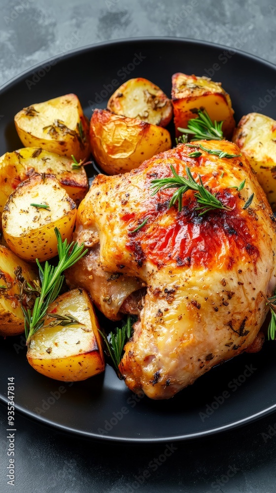 Roasted Chicken Leg and Potatoes. Roasted Chicken Leg and Potatoes.