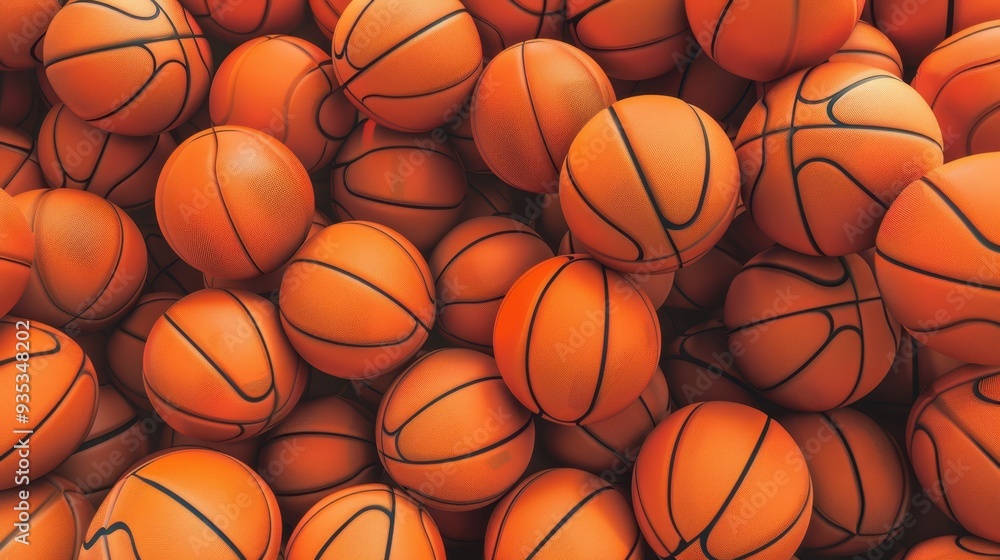 The pile of basketballs The pile of basketballs