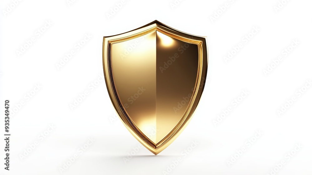 Gold Shield , Isolated On White Background, Ideal For Security-Themed Designs And Protection Graphics . Generative ai Gold Shield , Isolated On White Background, Ideal For Security-Themed Designs And Protection Graphics . Generative ai