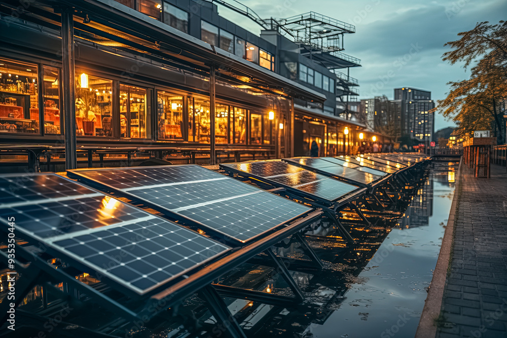Strom aus Erneuerbaren Energien, Solarzellen einer Photovoltaikanlage, Generative AI