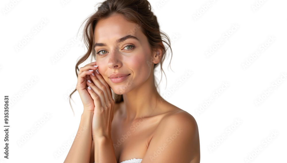Fototapeta premium Portrait of a Romanian Woman Isolated on Transparent or White Background for Beauty Product Promotion Closeup Shot in Pose