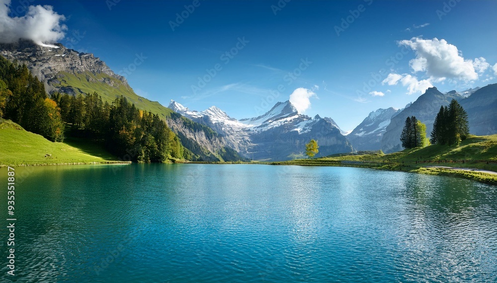 Foto swiss mountain lake, AI generated