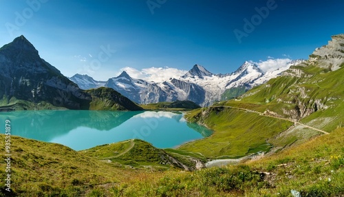 swiss mountain lake, AI generated