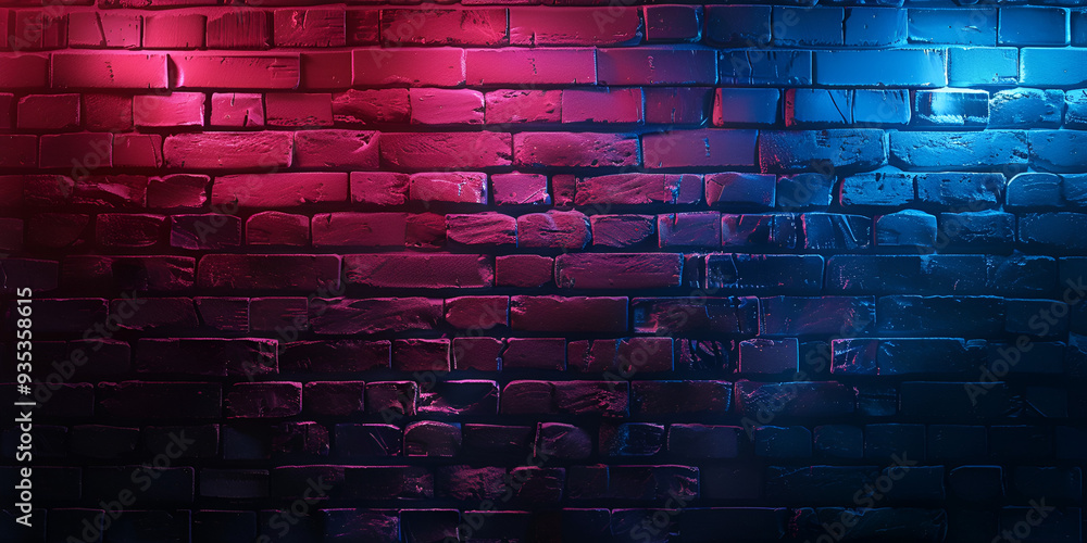 Neon Brick Wall - Pink and Blue Glow with Urban Style Neon Brick Wall - Pink and Blue Glow with Urban Style