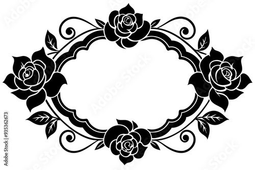 Flower Vintage Baroque Scroll Victorian Frame Border Vector Illustration - Printable Design