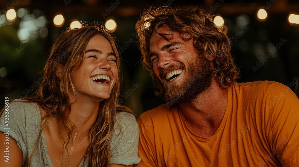 Laughing Couple Jamming Together, Music And Love In Harmony Laughing Couple Jamming Together, Music And Love In Harmony