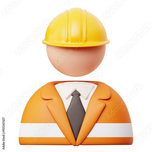 3d laborer profil icon with safety vest and helmet photo