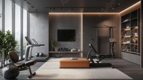 Experience the versatility of a multifunctional guest room that doubles as a home gym or office, photo