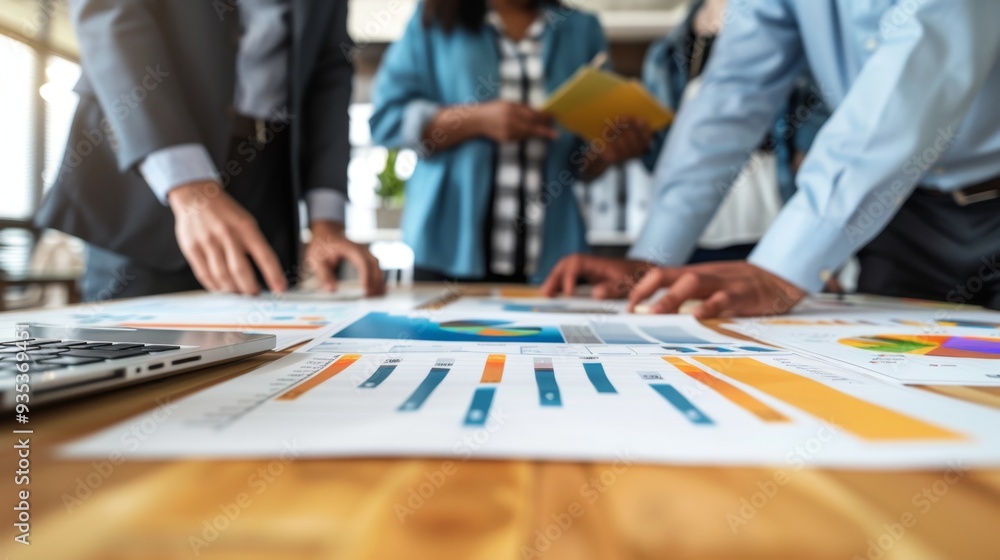 Business Team Reviewing Charts and Graphs. Business Team Reviewing Charts and Graphs.