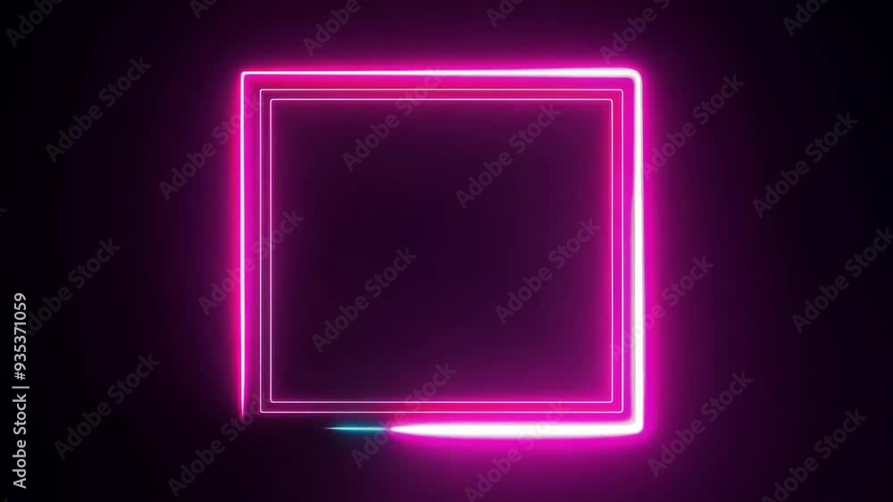 Seamless Neon Frame Loop: Abstract Square Animation with Vibrant Glow Seamless Neon Frame Loop: Abstract Square Animation with Vibrant Glow