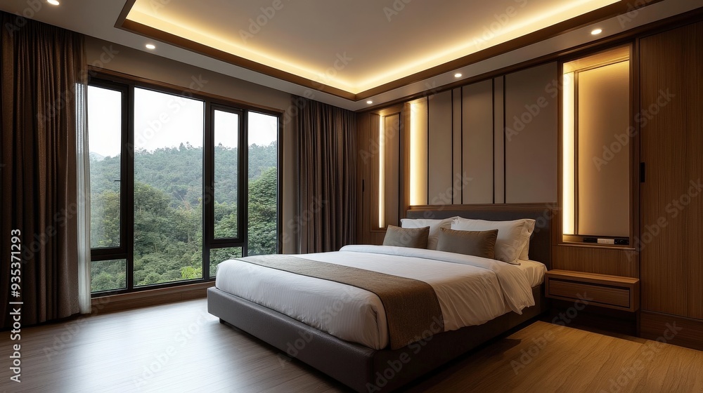 Step into a modern bedroom designed with minimalistic decor, neutral tones, Step into a modern bedroom designed with minimalistic decor, neutral tones,