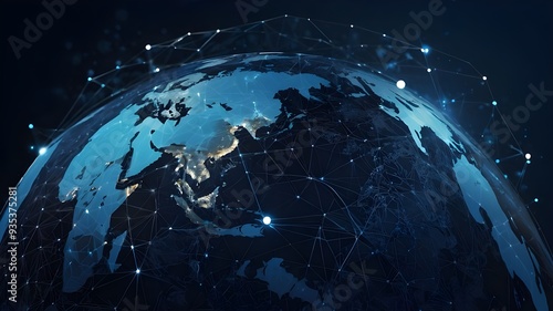 Global Network Connection, World Map Technology, Innovation in Global Business Concept