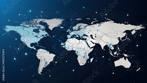 Global Network Connection, World Map Technology, Innovation in Global Business Concept