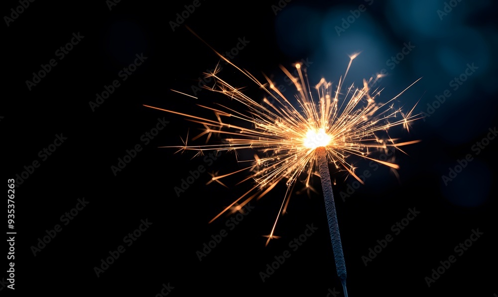 Macro shot of a single firework bursting in mid-air, Generative AI Macro shot of a single firework bursting in mid-air, Generative AI