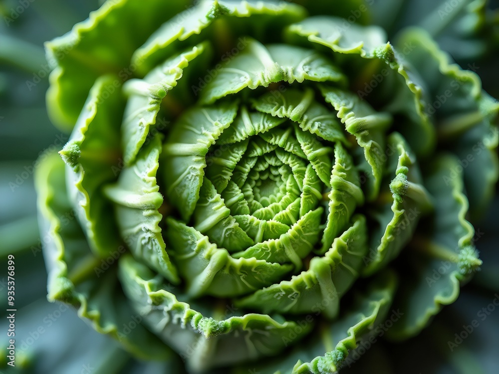 Fototapeta premium Extreme Macro of Green Cabbage Leaves