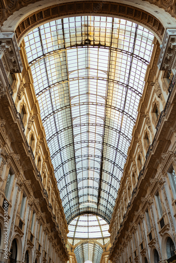 Luxurious gallery in a morning in Milan, Italy, Europe Luxurious gallery in a morning in Milan, Italy, Europe
