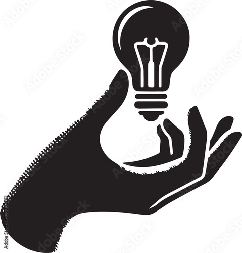 Trendy Halftone Collage Hand holds lightbulb.-Trendy halftone collage lightbulb. Business idea silhouette -2 Halftone Collage Hands Holding Flat Light Bulbs  vector image 