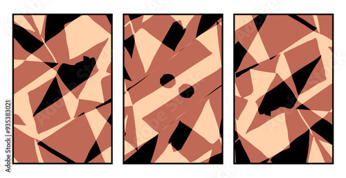 Set of 3 Abstract pattern. Illustration for printing on wall decorations. For use in graphics.