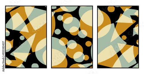 Set of 3 Abstract pattern. Illustration for printing on wall decorations. For use in graphics.