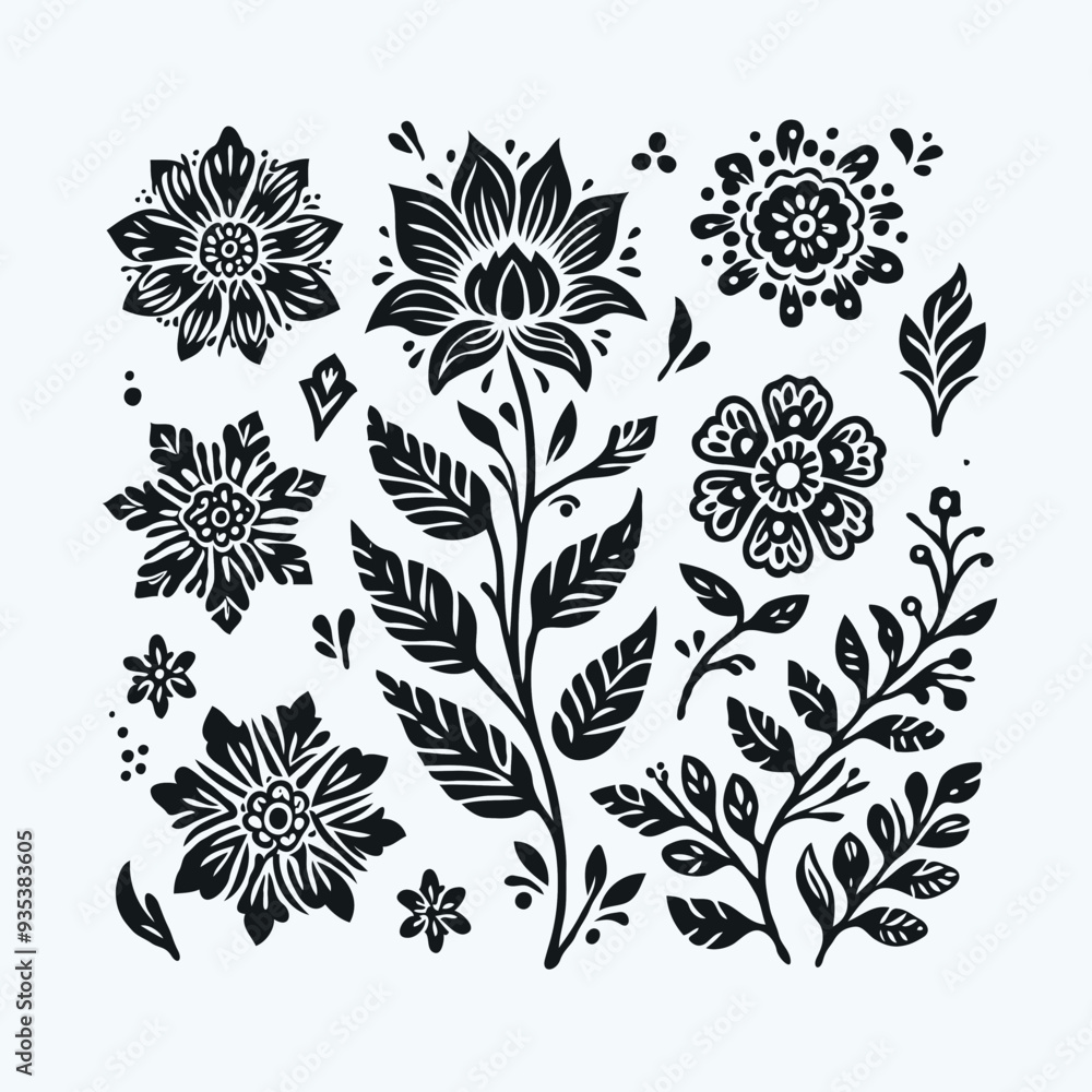 Fototapeta premium Elegant Set of Floral Elements for Design and Decoration