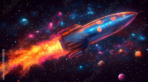 Wallpaper Mural A spaceship colorful cartoon style high resolution  729 space, galaxy, nebula, star, sky, stars, astronomy, universe, night, cosmos, supernova, science, light, abstract, dust, black, cloud, blue, fant Torontodigital.ca