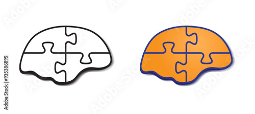 3d puzzle shaped brain, abstract vector graphic. Idea concept illustration to use in business, logical thinking, open mind and knowledge concept projects.