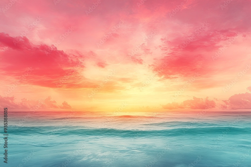 Naklejka premium Create a soft pastel gradient background that tran 369 sunset, sky, sea, sun, sunrise, nature, water, cloud, clouds, landscape, ocean, beach, horizon, orange, sunlight, dusk, light, color, evening, r