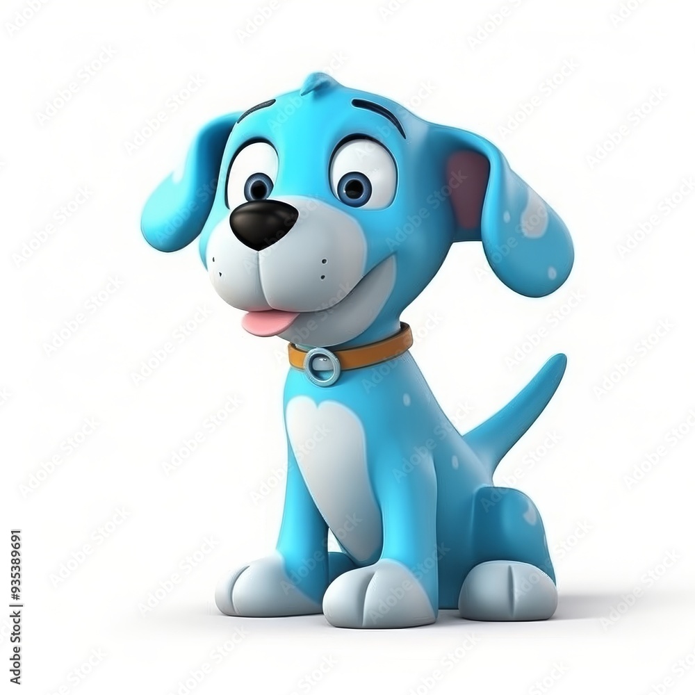 Obraz premium Cute Blue Cartoon Dog Illustration - Adorable Pet Character for Kids' Projects