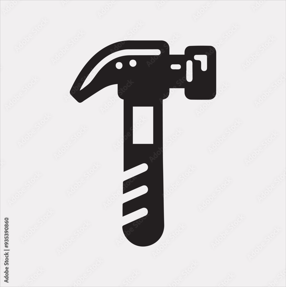 Hammer Icon Vector silhouette illustration icon on a white background Hammer Icon Vector silhouette illustration icon on a white background