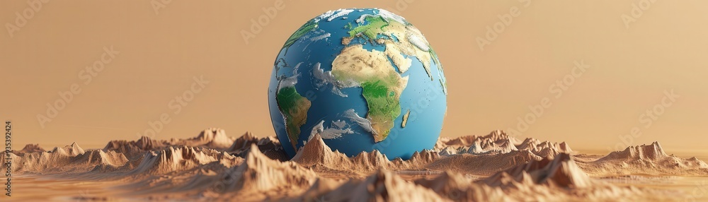 Fototapeta premium Earth turning into boiling desert, climate warming