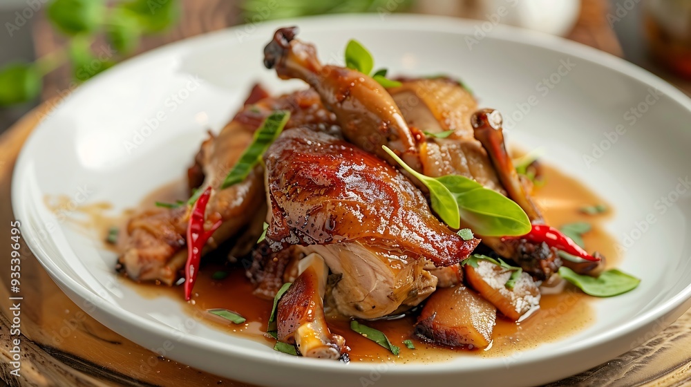 Roasted legs with parsley and spices on a black background Roasted legs with parsley and spices on a black background