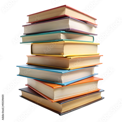 Stacked Books Isolated on White Background Ideal for Educational and Literary Illustrations