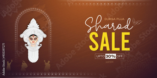 Durga Puja Sale, Chef silhouette. sale. banner, with. Durga Puja Banner,
