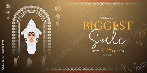 Durga Puja Sale, Festive Sale Banner, with. Happy Durga Puja, Traditional Indian Motifs and Lord, Durga Puja Offer, Durga Puja Background, Durga Puja Sale Banner,