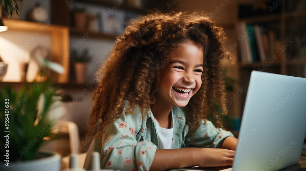 African kid girl distance learning online class on video conference with teacher and school children group, studying at home. African kid girl distance learning online class on video conference with teacher and school children group, studying at home.